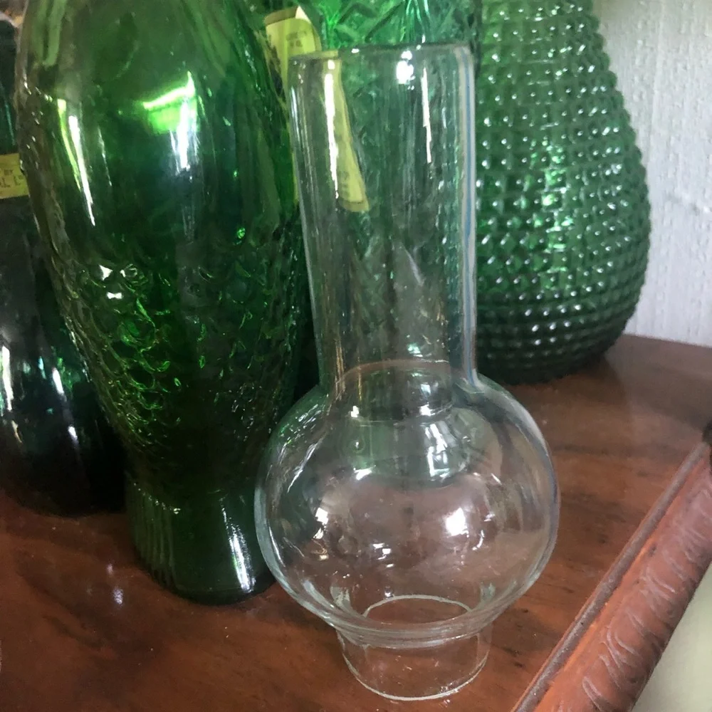 Vintage Handblown Clear Glass Chimney Traditionally designed For an Oil Lamp